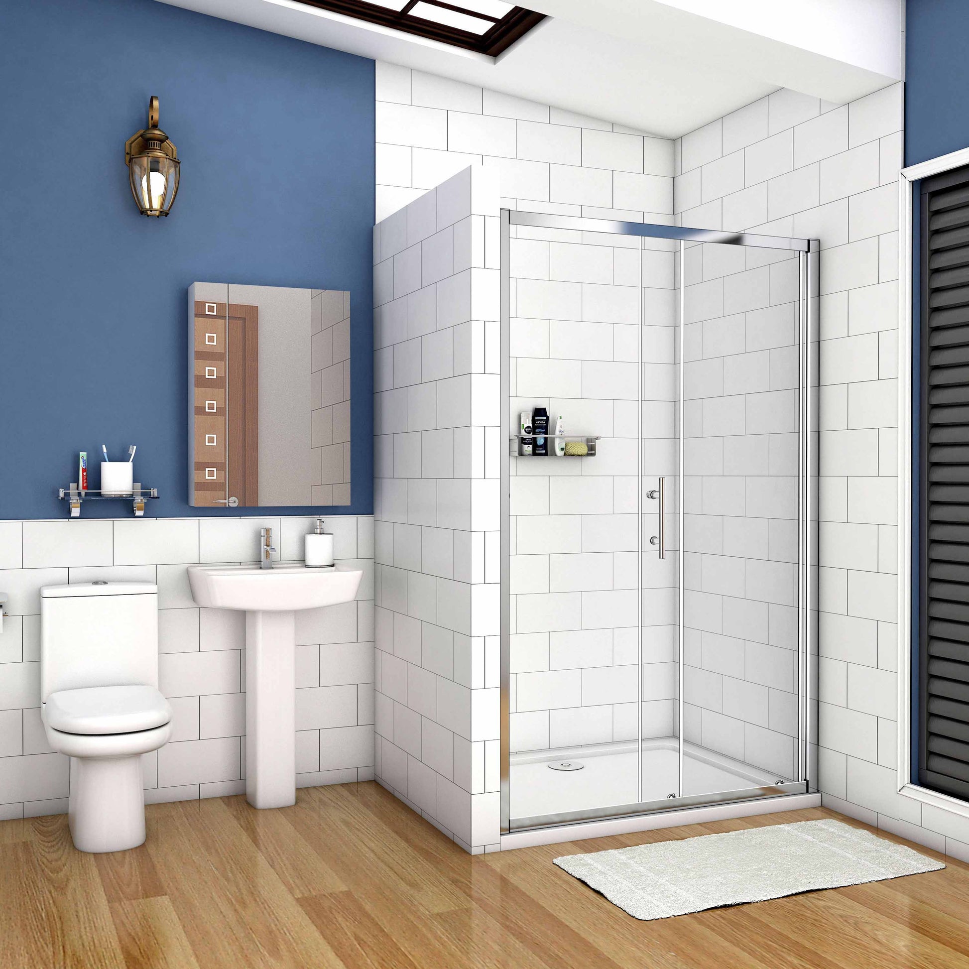 AICA Sliding Shower Door 190cm height 100-170cm width