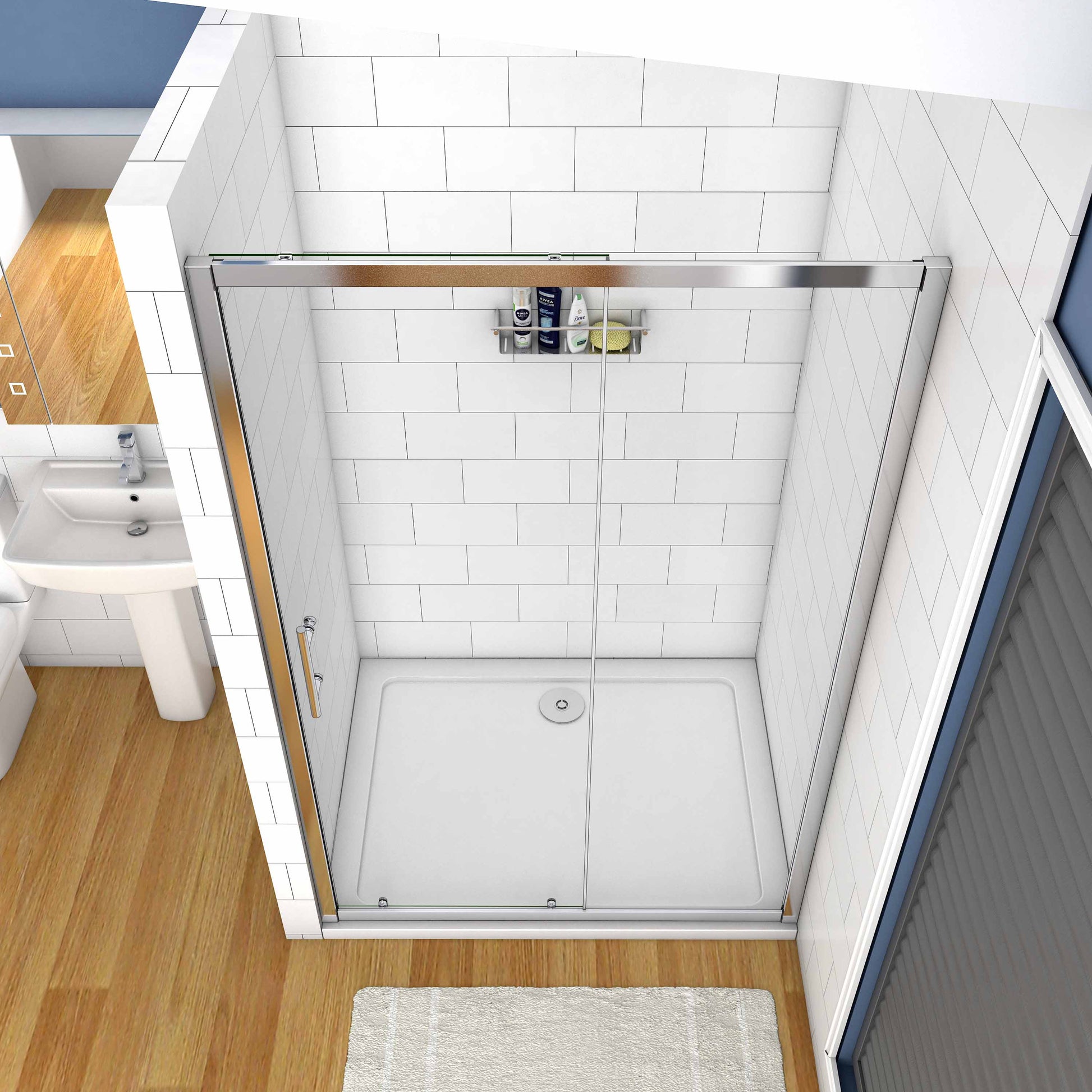 AICA Sliding Shower Door 190cm height 100-170cm width