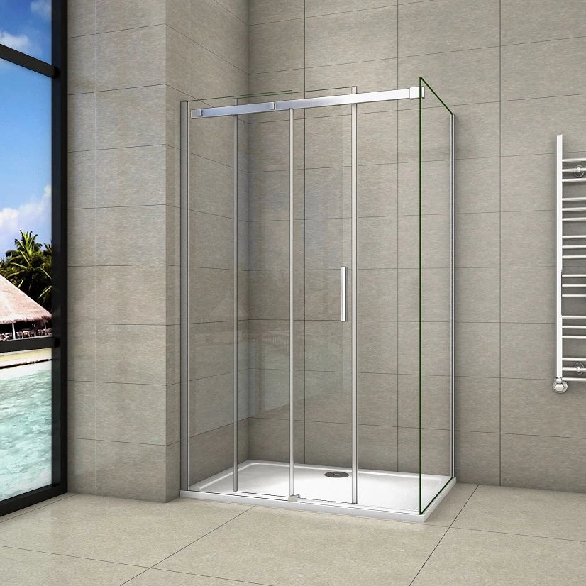 Sliding Shower Door Chrome 6mm Glas 195cm height