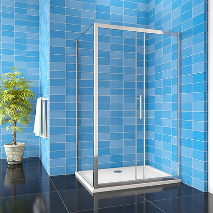 Bathroom Sliding AICA shower door, with Panel, 8 Tempered easy clean Glass,