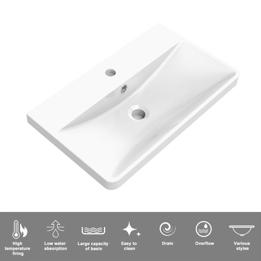 Bathroom Vanity Unit with basin Wallmounted Gloss White 2 Drawers Aica Bathrooms