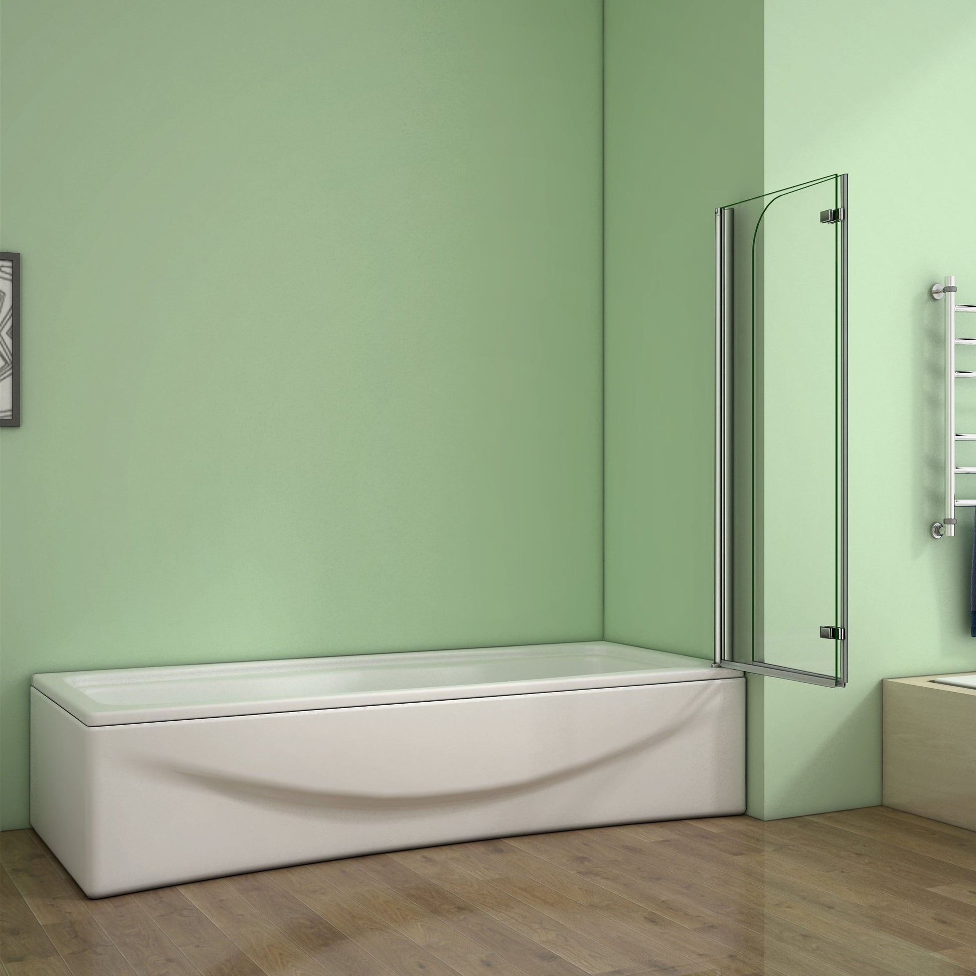 Shower Pivot Bath Screen 2 Fold Easy Clean 90/100/120X140cm