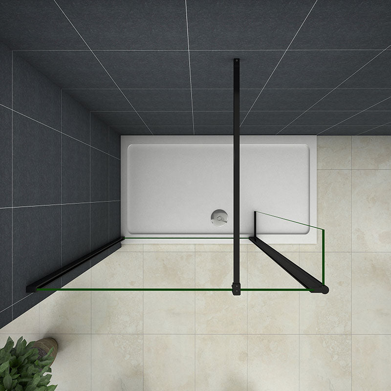 Black Walk In Shower Enclosure Wet Room Screen 185,195,200cm