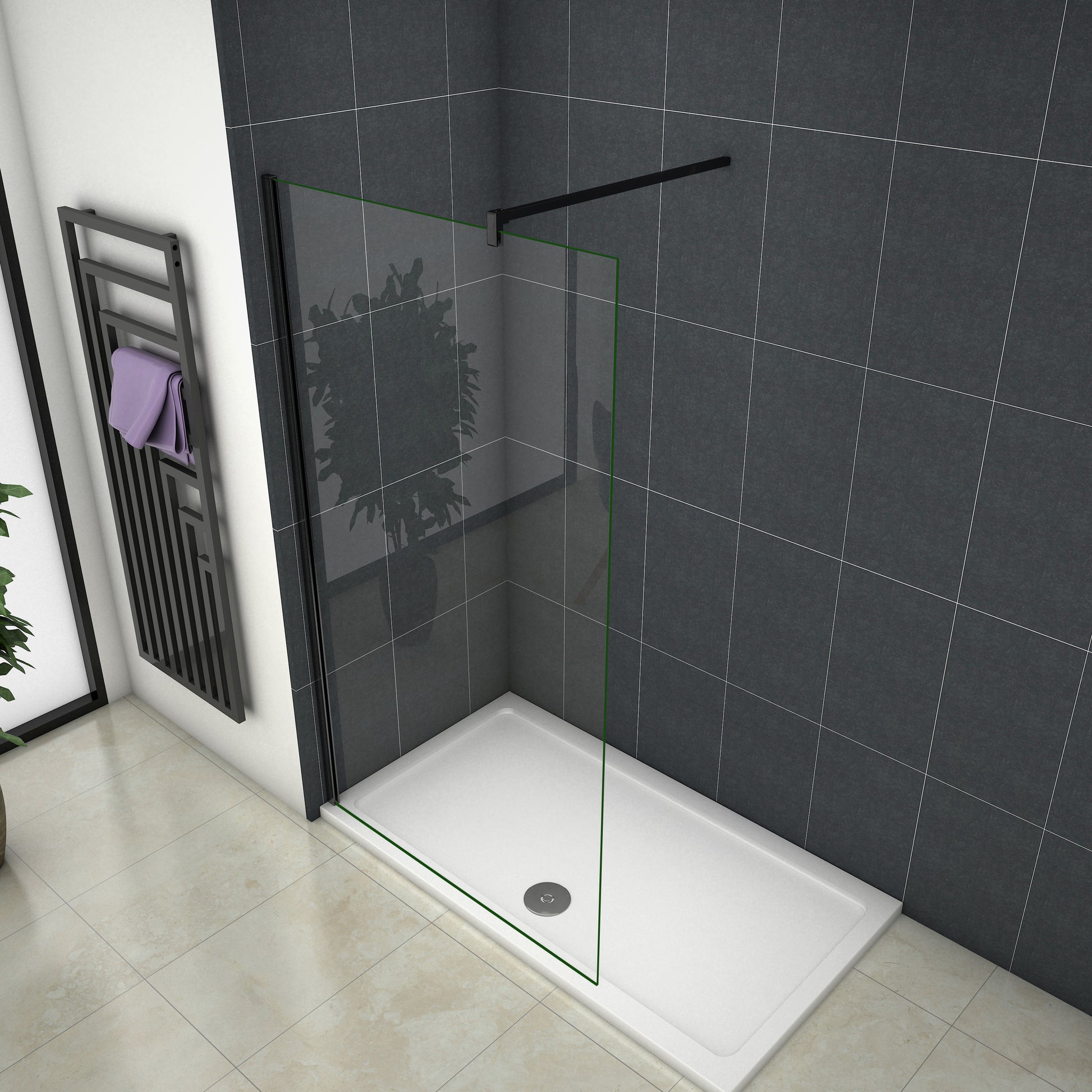 Height 2000mm,Walk in Wet Room Shower screen, 8mm NANO glass 700-1400m