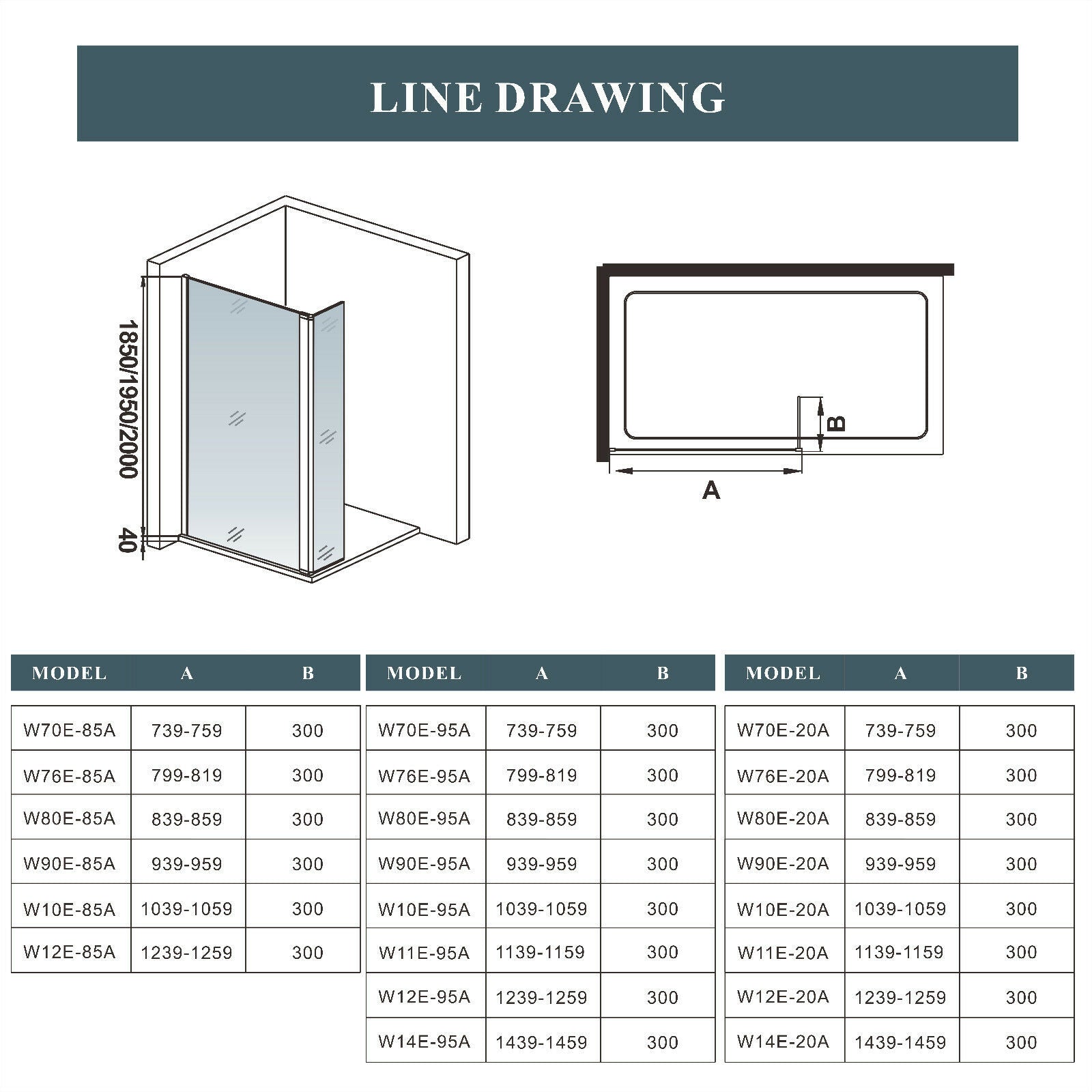 Walk in Shower Screen 300mm Pivot Flipper Panel 8mm Shower Enclosure