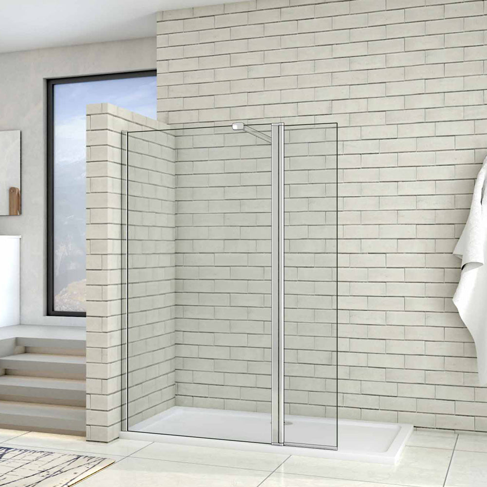 Walk in 8mm easy clean Shower screen, with 300 Pivot Flipper Panel, AICA shower enclosure,e