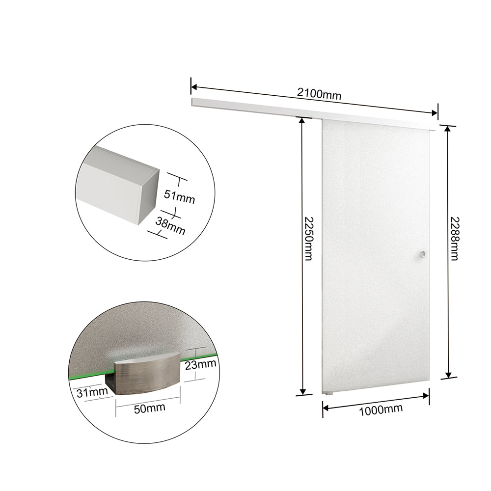 Soft close Sliding Glass Door Indoor 8mm Tempered Glass Frosted Glass