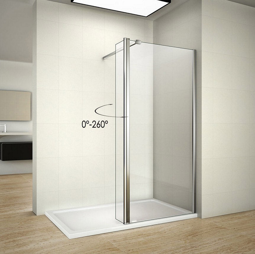 Walk In Shower Enclosure 8mm Glass Screen+30cm Flipper Panel