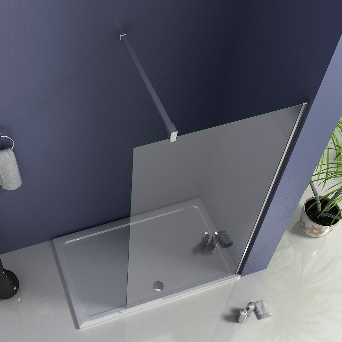 Wet Room Shower Screen Panel 8mm NANO glass 185H