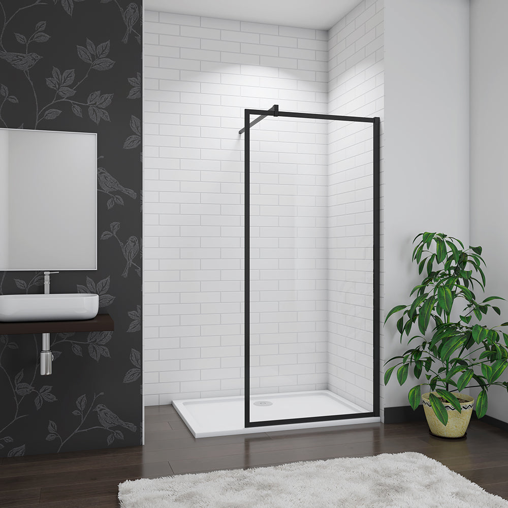 700,800,900,1000 Black AICA shower enclosure, Walk In Wet Room Screen