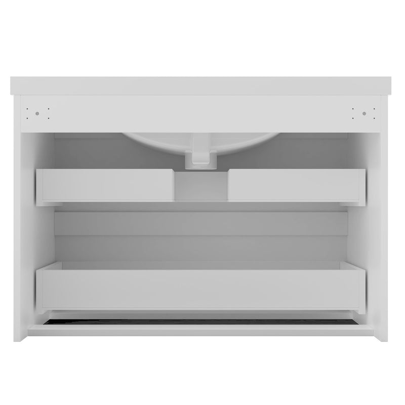 AICA 800mm Wide Wall Mounted Vanity Units and Sink 2 Drawers - Matt White
