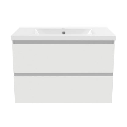 wall-hung white vanity unit with sink
