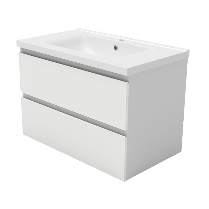 AICA 800mm Wide Wall Mounted Vanity Units and Sink 2 Drawers - Matt White