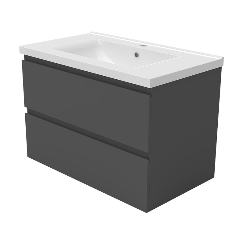 AICA 800mm Wide Wall Mounted Vanity Units and Sink 2 Drawers - Matt Grey