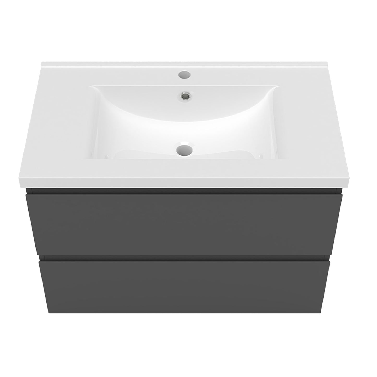 800mm Wide Wall Mounted Vanity Units and Sink 2 Drawers - Matt Grey