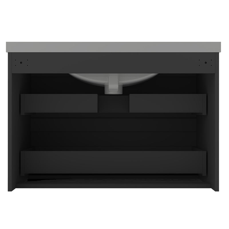 AICA 800mm Wide Wall Mounted Vanity Units and Sink 2 Drawers - Matt Grey