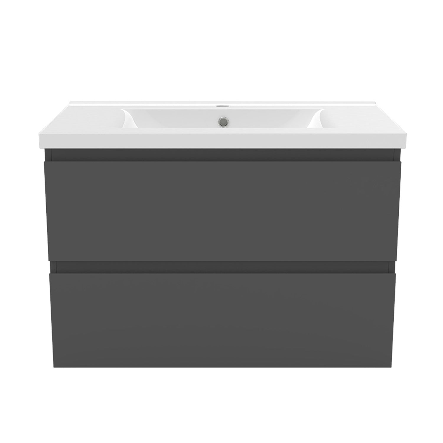800mm Wide Wall Mounted Vanity Units and Sink 2 Drawers - Matt Grey