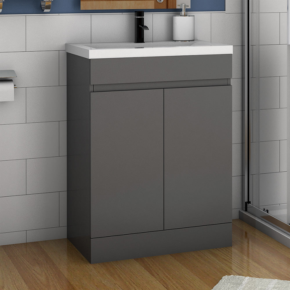 500/600mm White/Grey Bathroom Vanity Unit with Basin Freestanding