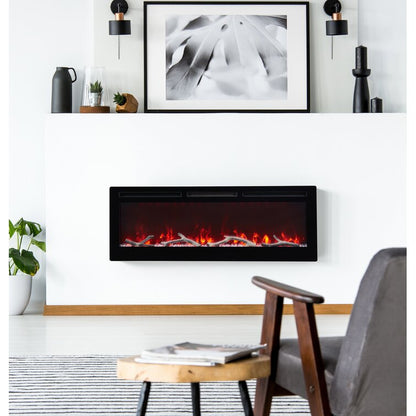 2023 Electric Wall Mounted LED Fireplace 14 Color Wall Inset Black 40 50 60
