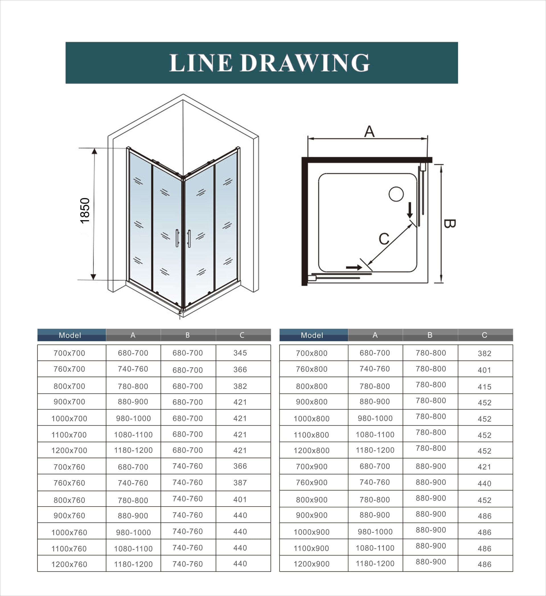 Square Corner Entry Shower Enclosure stone tray