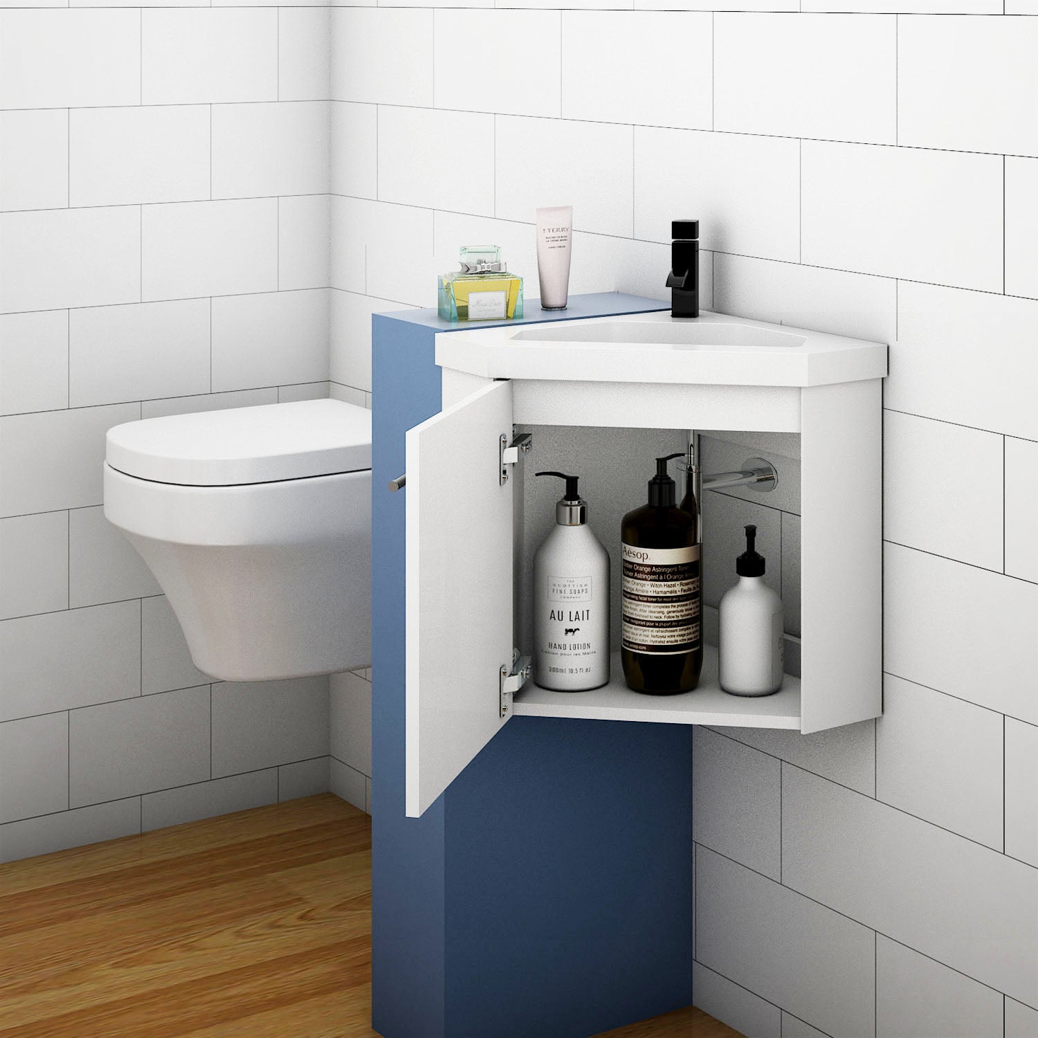 corner basin vanity unit for small bathroom cloakroom