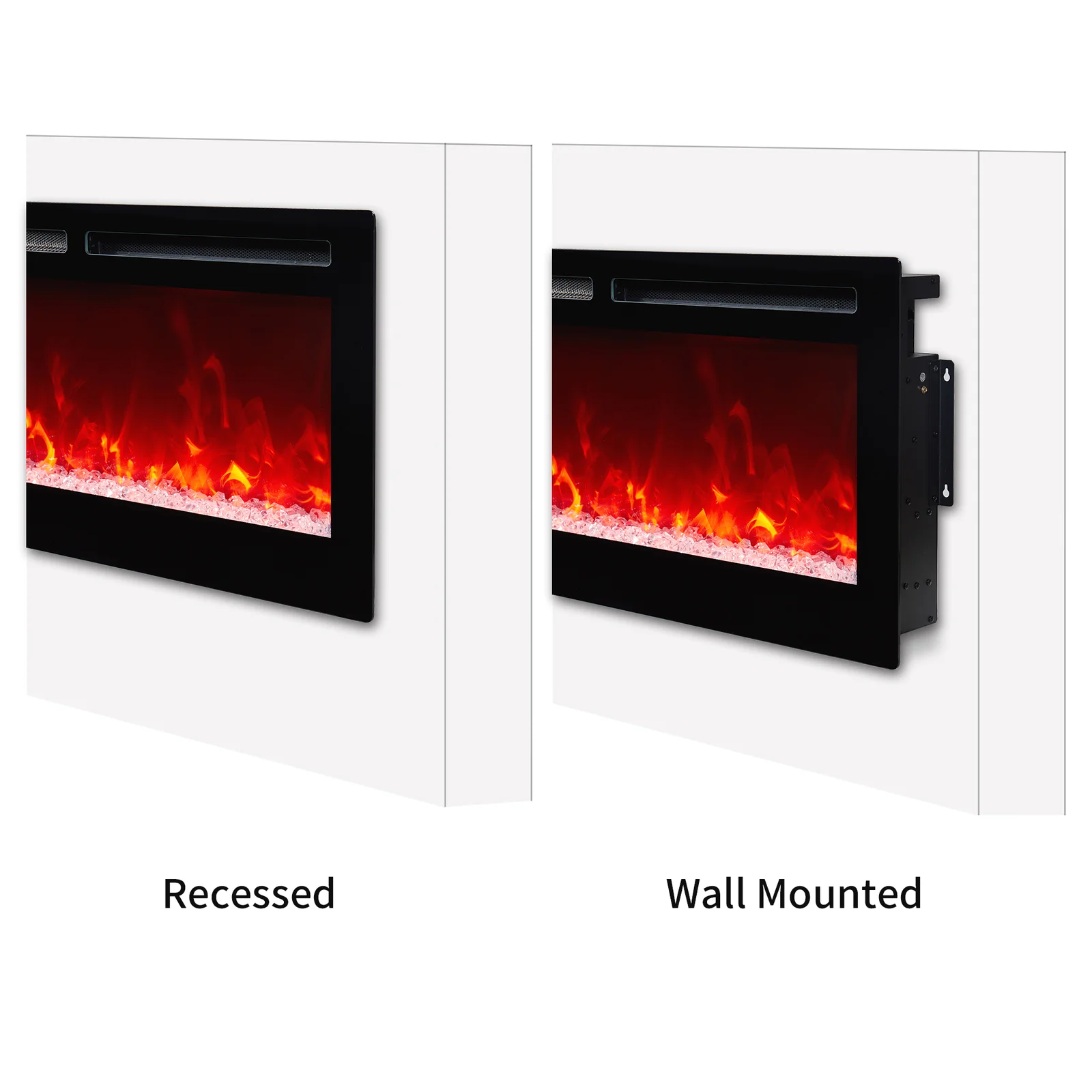 2023 Electric Wall Mounted LED Fireplace 14 Color Wall Inset Black 40 