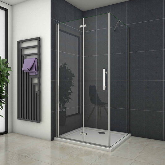 1850 Bifold AICA shower enclosure, Bifold Pivot Door with Panel, Tray