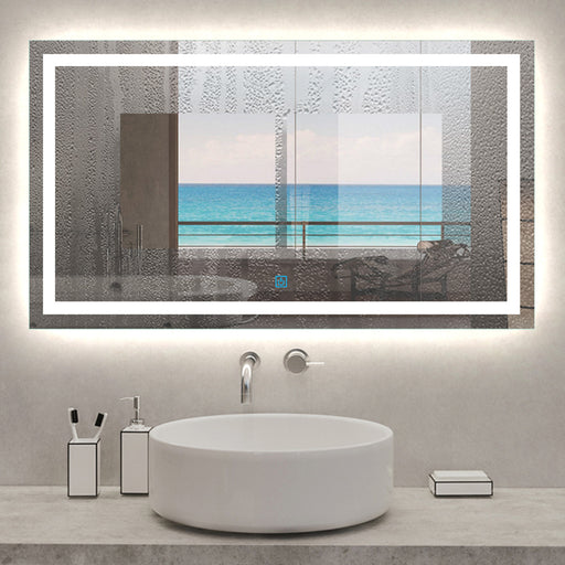 Large Size Bathroom Mirror with LED Lights Demister Aica Bathrooms United Kingdom