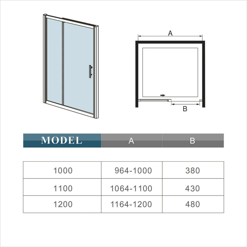 AICA-bathrooms-150cm-Black-EasyClean-Sliding-Shower-Door-5