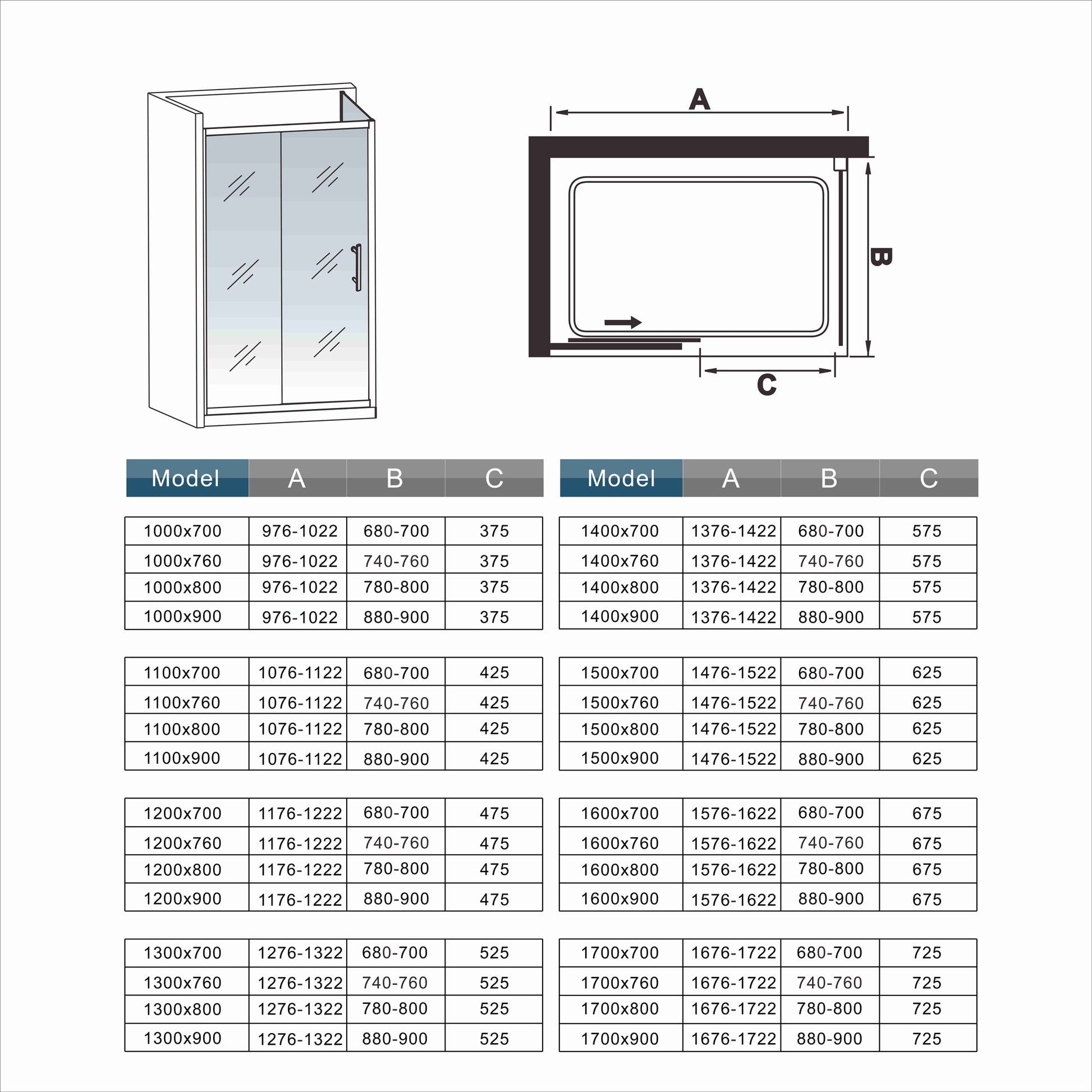 Sliding Shower Enclosure Nano 8mm Door Side Panel Cubicle