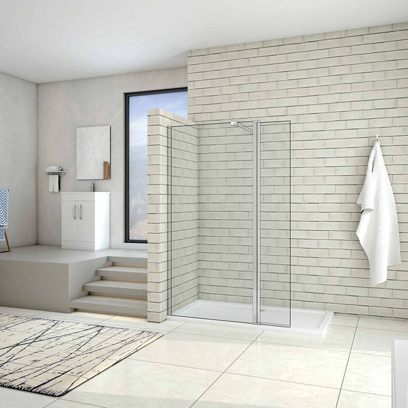 Walk in Shower Screen 300mm Pivot Flipper Panel 8mm Shower Enclosure