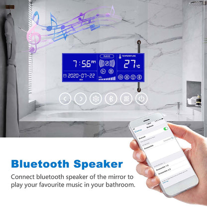 Bluetooth LED Bathroom Mirror with Demister Pad 3x Magnifier 2 Colour
